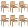 Image de Chaises De Jardin Empilables Avec Coussins Lot De 6 Teck Solide Vidaxl