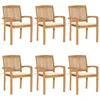 Image de Chaises De Jardin Empilables Avec Coussins Lot De 6 Teck Solide Vidaxl