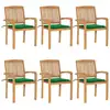 Image de Chaises De Jardin Empilables Avec Coussins Lot De 6 Teck Solide Vidaxl