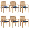 Image de Chaises De Jardin Empilables Avec Coussins Lot De 6 Teck Solide Vidaxl