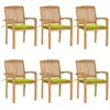 Image de Chaises De Jardin Empilables Avec Coussins Lot De 6 Teck Solide Vidaxl