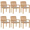 Image de Chaises De Jardin Empilables Avec Coussins Lot De 6 Teck Solide Vidaxl