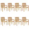 Image de Chaises De Jardin Empilables Avec Coussins Lot De 8 Teck Solide Vidaxl