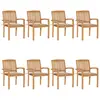Image de Chaises De Jardin Empilables Avec Coussins Lot De 8 Teck Solide Vidaxl