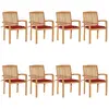 Image de Chaises De Jardin Empilables Avec Coussins Lot De 8 Teck Solide Vidaxl