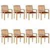 Image de Chaises De Jardin Empilables Avec Coussins Lot De 8 Teck Solide Vidaxl