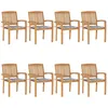 Image de Chaises De Jardin Empilables Avec Coussins Lot De 8 Teck Solide Vidaxl