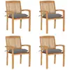 Image de Chaises De Jardin Empilables Avec Coussins Lot De 4 Teck Solide Vidaxl