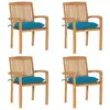 Image de Chaises De Jardin Empilables Avec Coussins Lot De 4 Teck Solide Vidaxl