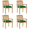 Image de Chaises De Jardin Empilables Avec Coussins Lot De 4 Teck Solide Vidaxl