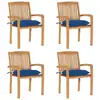 Image de Chaises De Jardin Empilables Avec Coussins Lot De 4 Teck Solide Vidaxl