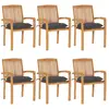 Image de Chaises De Jardin Empilables Avec Coussins Lot De 6 Teck Solide Vidaxl