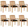 Image de Chaises De Jardin Empilables Avec Coussins Lot De 6 Teck Solide Vidaxl