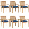 Image de Chaises De Jardin Empilables Avec Coussins Lot De 6 Teck Solide Vidaxl