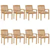 Image de Chaises De Jardin Empilables Avec Coussins Lot De 8 Teck Solide Vidaxl