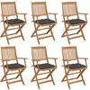 Image de Chaises Pliables De Jardin Lot De 6 Avec Coussins Bois D'acacia Vidaxl
