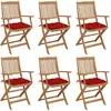 Image de Chaises Pliables De Jardin Lot De 6 Avec Coussins Bois D'acacia Vidaxl