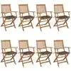 Image de Chaises Pliables De Jardin Lot De 8 Avec Coussins Bois D'acacia Vidaxl