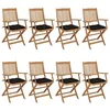 Image de vidaXL Chaises pliables de jardin lot de 8 avec coussins Bois dacacia 3074989