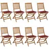 Image de Chaises Pliables De Jardin Lot De 8 Avec Coussins Bois D'acacia Vidaxl