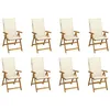 Image de vidaXL Lot de 8 Chaises Pliables de Jardin avec Coussins Sièges de Terrasse Chaises de Salle à Manger Meubles de Patio 3075056
