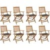 Image de Chaises Pliables D'extérieur Et Coussins Lot De 8 Bois D'acacia Vidaxl
