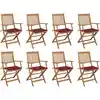 Image de Chaises Pliables D'extérieur Et Coussins Lot De 8 Bois D'acacia Vidaxl