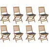 Image de Chaises Pliables D'extérieur Et Coussins Lot De 8 Bois D'acacia Vidaxl