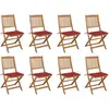 Image de Chaises Pliables D'extérieur Et Coussins Lot De 8 Bois D'acacia Vidaxl