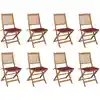 Image de Chaises Pliables D'extérieur Et Coussins Lot De 8 Bois D'acacia Vidaxl