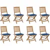 Image de Chaises Pliables D'extérieur Et Coussins Lot De 8 Bois D'acacia Vidaxl