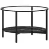 Image de Vidaxl table à thé noir et marbre noir 70 cm verre trempé