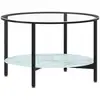 Image de Vidaxl table à thé noir et marbre blanc 70 cm verre trempé