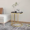 Image de Table D'appoint Doré Et Marbre Noir 45 Cm Verre Trempé Vidaxl