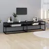 Image de Meuble Tv Marbre Noir 180x40x40,5 Cm Verre Trempé Vidaxl