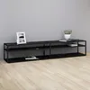 Image de vidaXL Meuble TV Marbre noir 220 × 40 × 40.5 cm Verre trempé