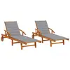 Image de Chaises Longues Lot De 2 Avec Coussins Bois D'acacia Solide Vidaxl