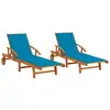 Image de Chaises Longues Lot De 2 Avec Coussins Bois D'acacia Solide Vidaxl