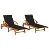 Image de Chaises Longues Lot De 2 Avec Coussins Bois D'acacia Solide Vidaxl