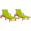 Image de Chaises Longues Lot De 2 Avec Coussins Bois D'acacia Solide Vidaxl