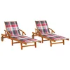 Image de Chaises Longues Lot De 2 Avec Coussins Bois D'acacia Solide Vidaxl