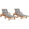 Image de Chaises Longues Lot De 2 Avec Coussins Bois D'acacia Solide Vidaxl
