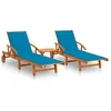 Image de vidaXL Chaises longues 2 pcs avec table et coussins Acacia solide