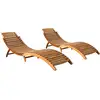 Image de Chaises Longues Lot De 2 Bois D'acacia Solide Vidaxl