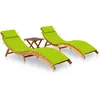 Image de Chaises Longues Lot De 2 Avec Table Et Coussins Acacia Solide Vidaxl