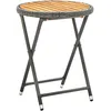 Image de Table À Thé Gris 60 Cm Résine Tressée Et Bois D'acacia Solide Vidaxl
