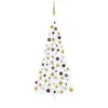 Image de Demi-arbre De Noël Artificiel Pré-éclairé Et Boules Blanc 210cm Vidaxl