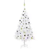 Image de Arbre De Noël Artificiel Pré-éclairé Et Boules Blanc 210 Cm Pvc Vidaxl