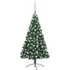Image de Demi-arbre De Noël Artificiel Pré-éclairé Et Boules Vert 120 Cm Vidaxl