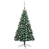 Image de Demi-arbre De Noël Artificiel Pré-éclairé Et Boules Vert 150 Cm Vidaxl